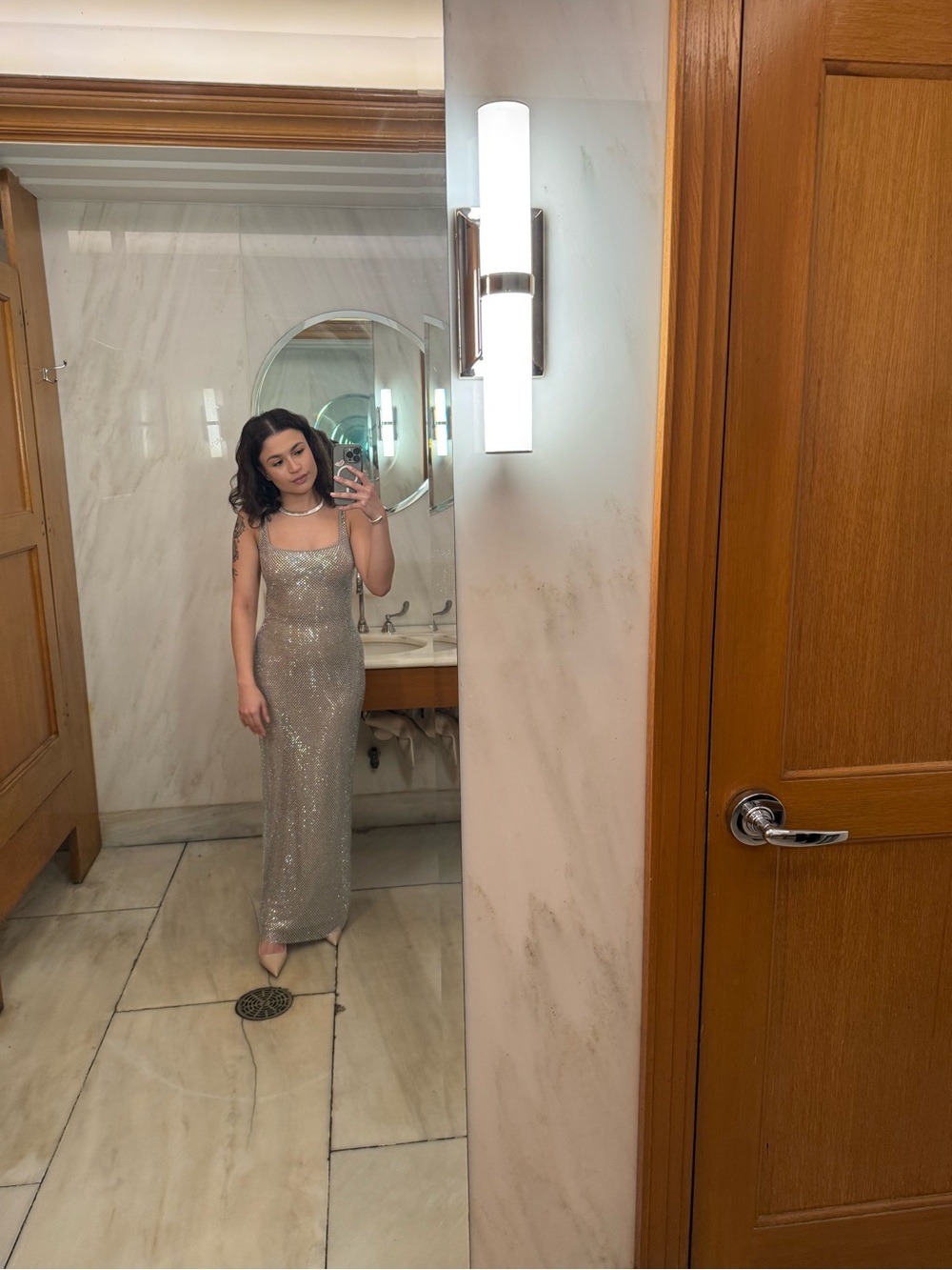 Sparkle Mesh Slip Dress - Silver - Picture 2 of 4